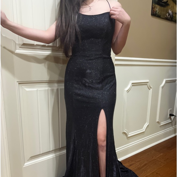 Women's Sparkly Black Prom Blazer with Fringes